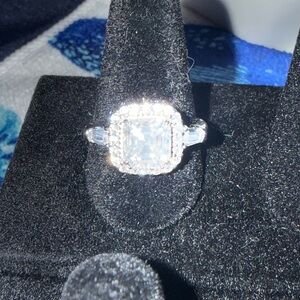 2 carat Asscher cut Moissanite Sterling Silver Women's Ring sz 8